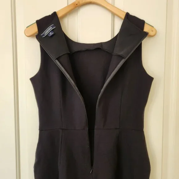 Lands End Black Ponte Sleeveless Sheath Dress Office Work Party Classic Elegant - Picture 4 of 13